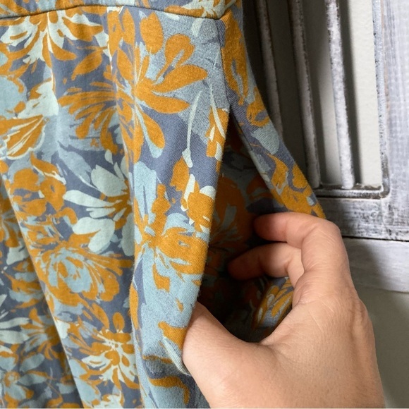 NWOT PACT Organic Cotton Blue Floral Open Back Fit & Flare Midi Party Dress - Picture 4 of 7